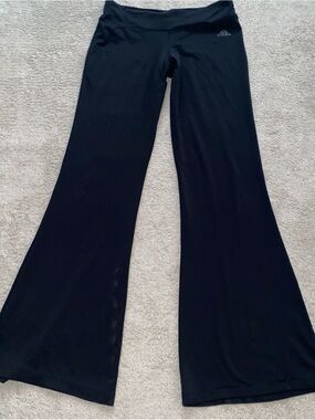 Adidas Wide Leg Pull On Athletic Pants Medium Black